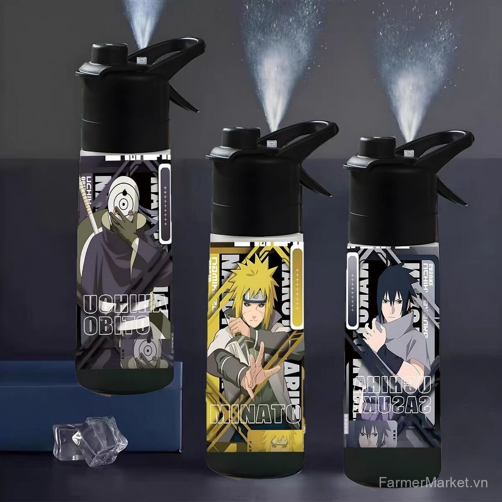 650ml Ninja Truyện Tranh Xịt Nước Uchiha Obito Sasuke Sinh Viên Chai Nước Nhựa Dung Tích Lớn