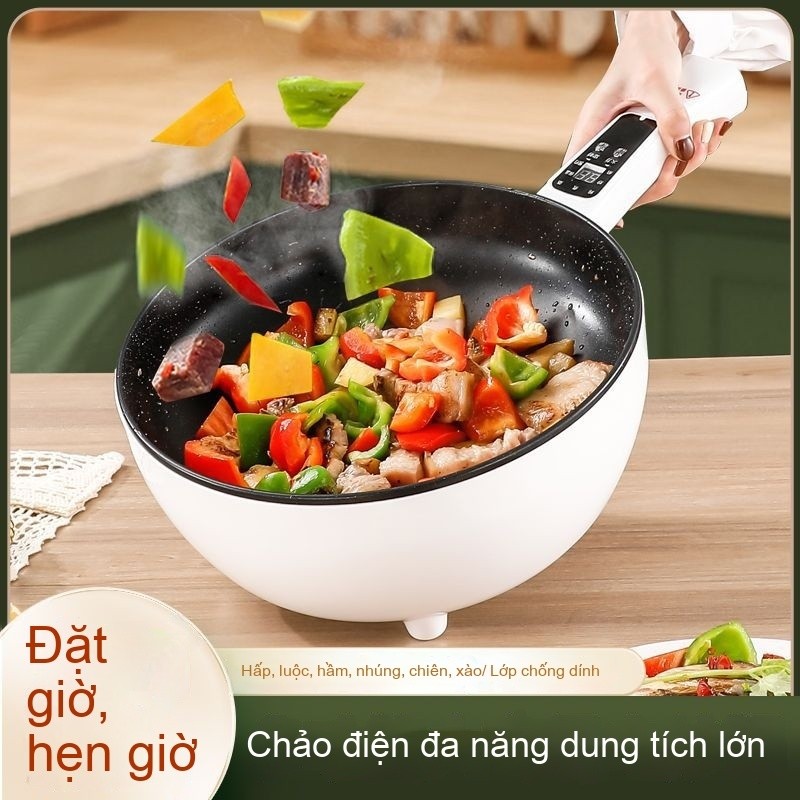Chảo điện mới, nồi nấu đa năng, nồi điện dung tích lớn dùng trong gia đình, hấp và nấu cùng lúc.
