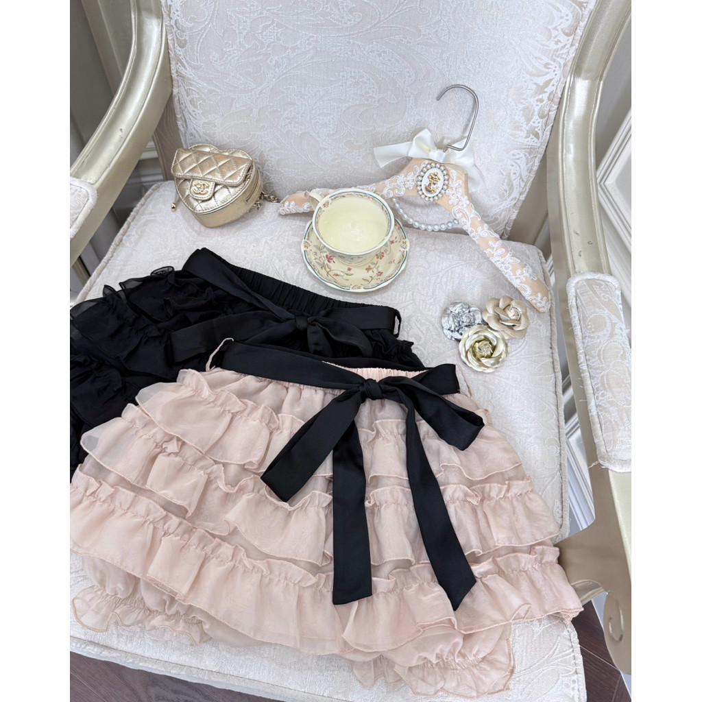 Elyna Studio - RENEÉ SKIRT Chân váy tơ lụa tầng xoè tinh xảo kèm nơ