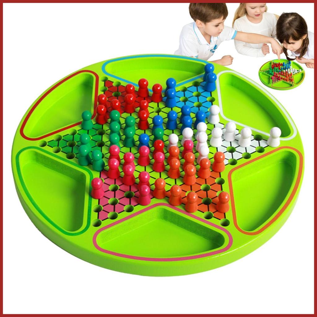 Checkers Board Game Lục Giác Chiến Lược Bàn Đồ Chơi Bằng Gỗ Nhiều Màu Sắc Hạt Checkers Cờ Vua Board 