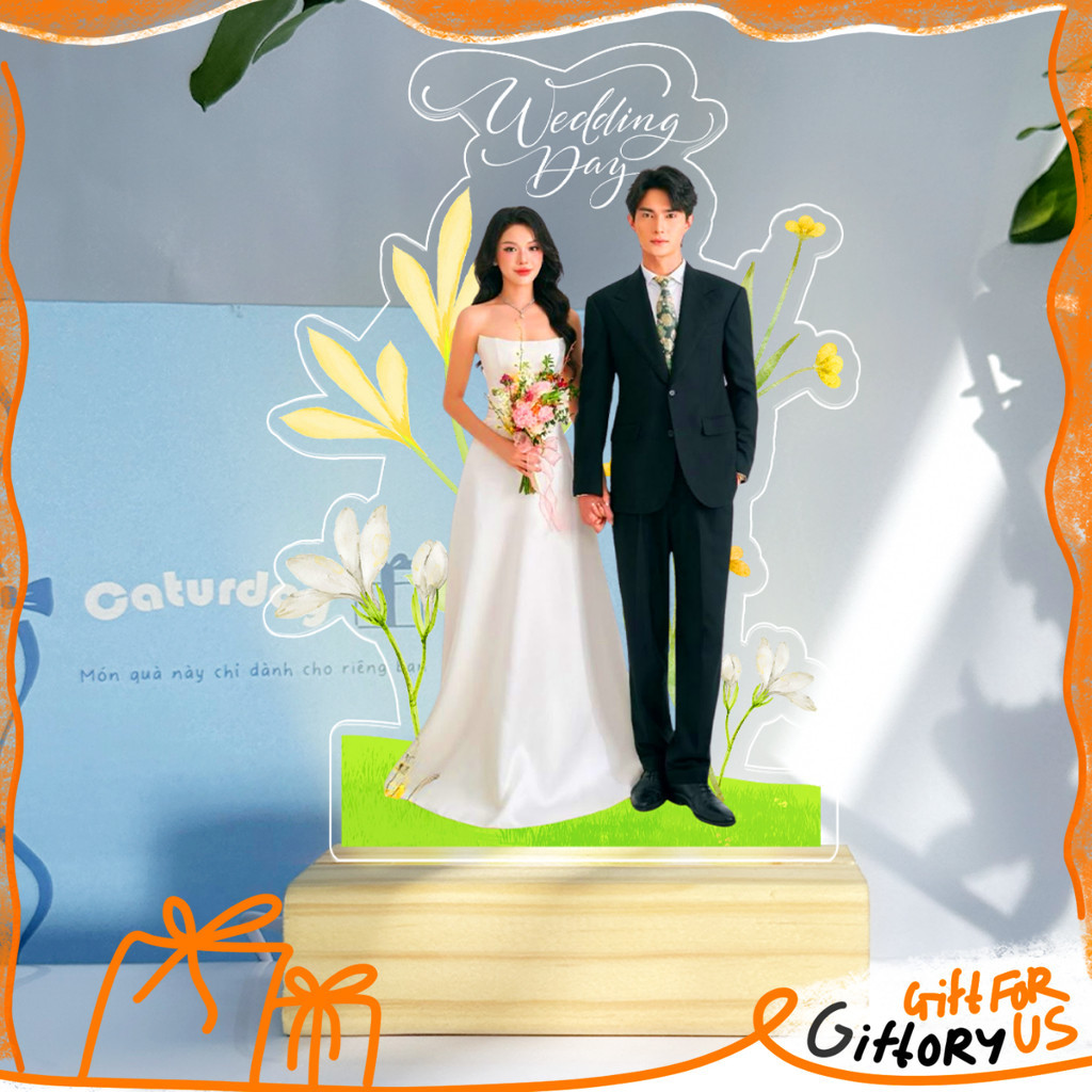 Khung Ảnh Mica Đế Đèn LED In Ảnh Theo Yêu Cầu – Quà Cưới, LED USB, Mica 3mm (Nhận Hỏa Tốc)