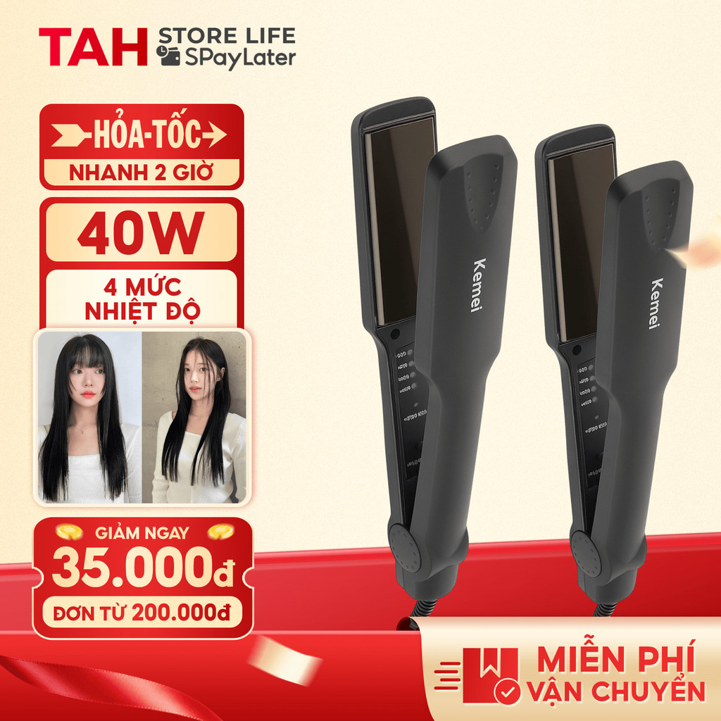 Máy Duỗi Tóc Kemei KM329 4 Mức Chỉnh Nhiệt, Máy Uốn Tóc Tạo Kiểu Nhỏ Gọn Tiện Lợi Làm Tóc Thẳng Mượt Mà Giữ Nếp Lâu