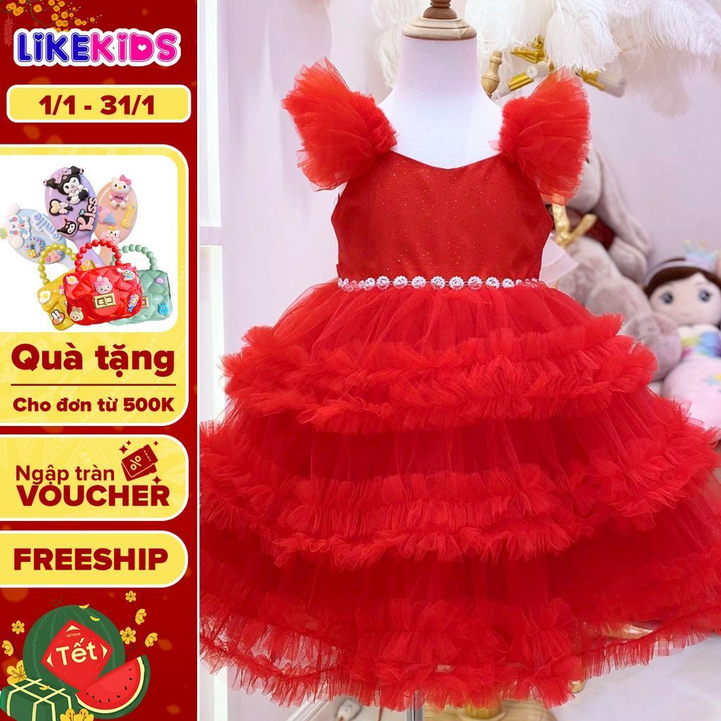 Đầm công chúa, váy bé gái cao cấp hoạ tiết Xù tùng L34 phù hợp đi tiệc, đi biểu diễn, đi chơi - Like