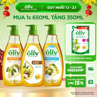   MỚI - MUA 1 TẶNG 1  Dầu tắm Ôliv 650ML và Túi Sữa Tắm Dầu gội Ôliv Dưỡng Ẩm Sáng Da 350ML 