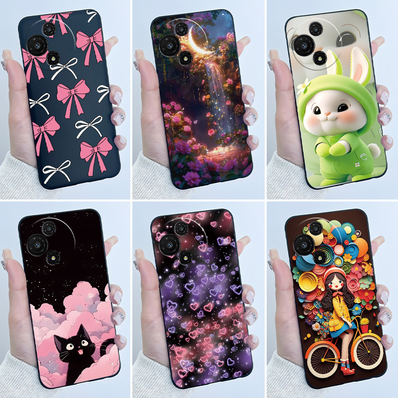 Dành Cho TCL 60 60R 60SE 605 Ốp Lưng Sang Trọng Dễ Thương Thỏ Tình Yêu Màu Đen Ngộ nghĩnh Silicon Mề