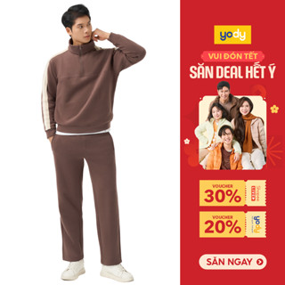  Bộ Đồ Nam YODY Set áo quần nỉ dài tay thiết kế half zip phối dây dệt trẻ trung MCSL25F036 