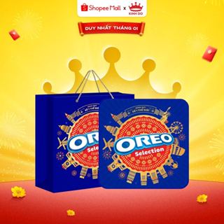   CÓ TÚI GIẤY  Hộp Thiếc Bánh Quy OREO Tết 2026 Thập Cẩm 393.75g - LIVE KOL 