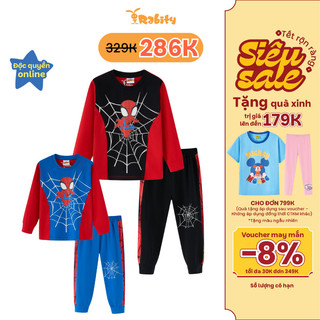   VOUCHER 8% GIẢM 30K ĐƠN 349K  Đồ bộ thun tay dài người nhện Spider-Man Marvel bé trai Rabity 561.900 