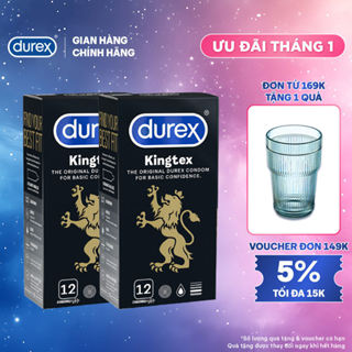  Bộ 2 hộp bao cao su Durex Kingtex bôi trơn ôm sát size 49mm 12 bao hộp 