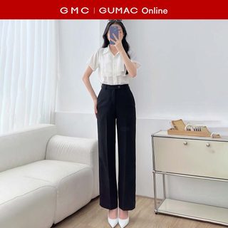   TẶNG QUÀ ĐƠN 499K  Quần tây nữ ống suông bản lưng cài quai dê vải tuyết mưa đứng form thời trang GUMAC LQE1241 