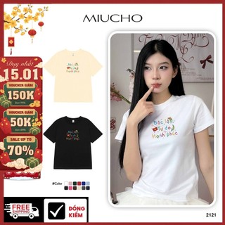  Áo Baby Tee Form Vừa MIUCHO Cotton Thoáng Mát Cổ Tròn BST In Chữ Hài Hước Trẻ Trung Năng Động 