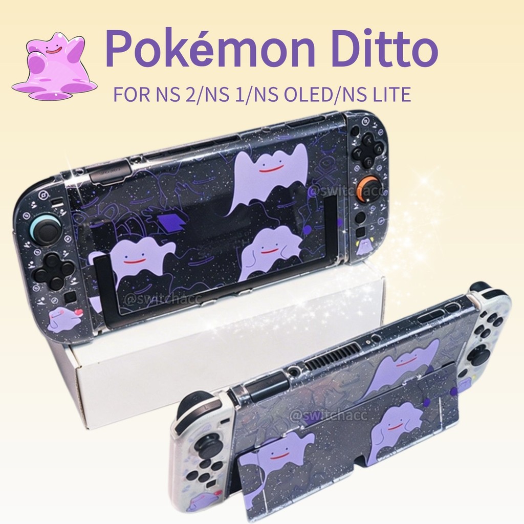 Ốp bảo vệ công tắc chủ đề Pokémon Ditto có thể gắn được cho Nintendo Switch 2 / 1 / OLED / Lite