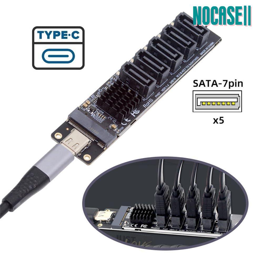 NOCASE PCI-E Riser, Bộ chuyển đổi JMB575 6Gbps Type C sang SATA, Cắm và chạy Thẻ mở rộng SATA 5 kênh