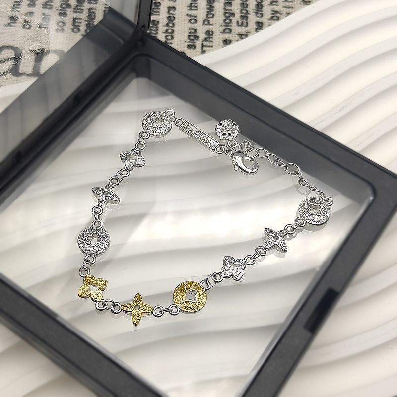 Unique and personalized high-end women's four-leaf clover design5ff Lucky sale#Luxurious gold and si