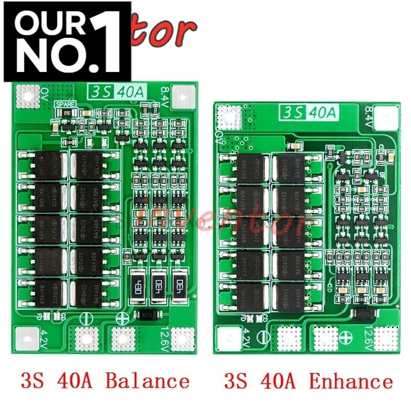 Bảng bảo vệ pin lithium 3S 40A BMS 11.1V 12.6V 18650 với phiên bản cân bằng cho máy khoan 40A hiện t