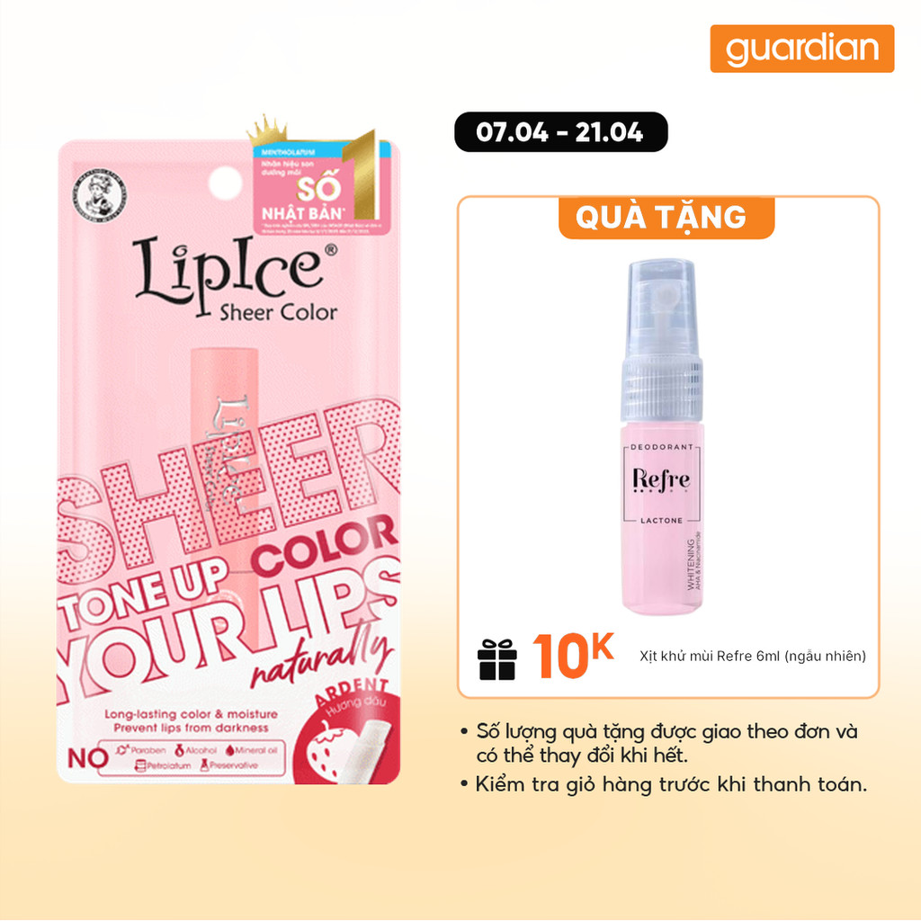 Son Dưỡng Lipice Sheer Color Ardent Hương Dâu 2,4Gr