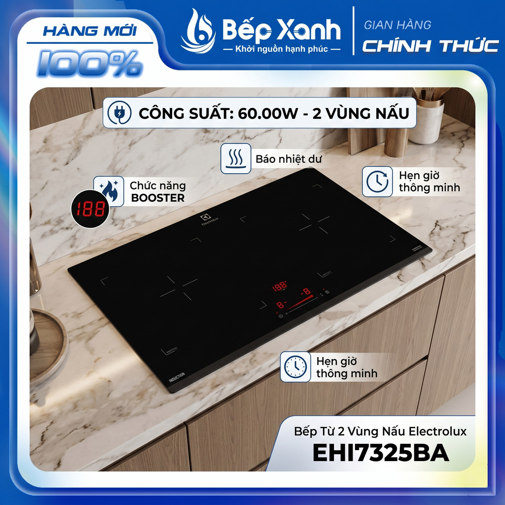 [FREESHIP HCM] Bếp Từ 2 Vùng Nấu Electrolux EHI7325BA - 6000W