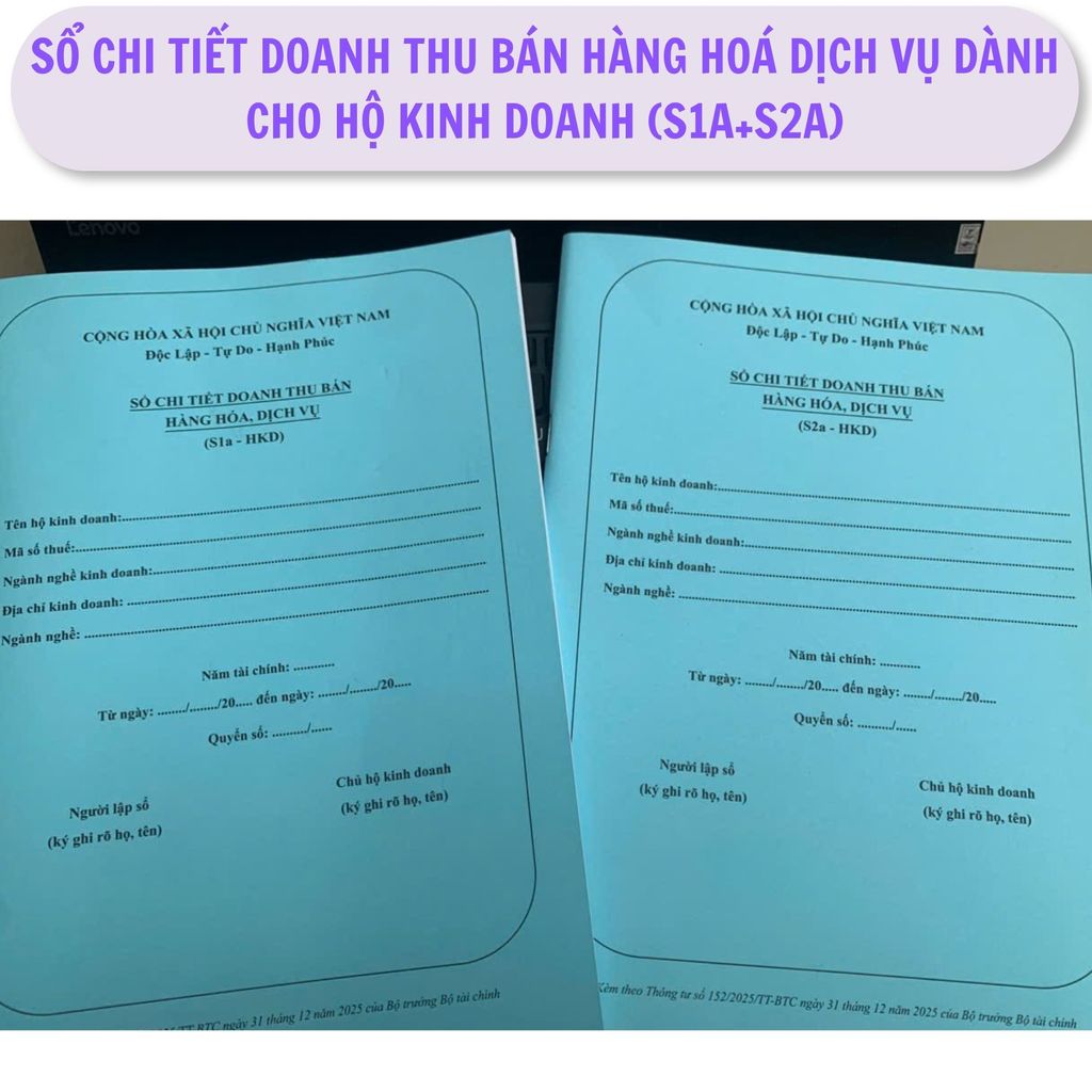 Sổ chi tiết doanh thu bán hàng hoá, dịch vụ dành cho hộ kinh doanh (S1A+S2A) - theo thông tư 152