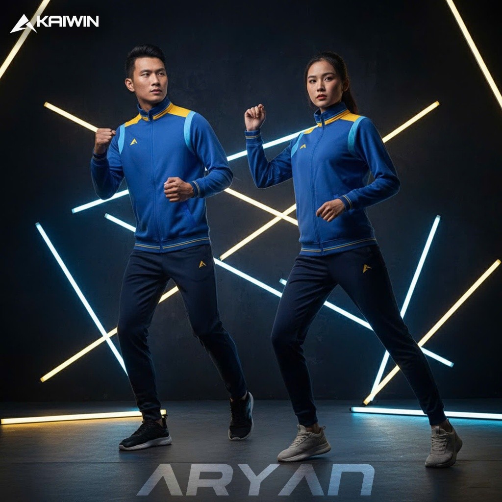 Bộ Đồ Thể Thao Aryan Kaiwin Nam Nữ - Áo Khoác Nỉ Thoáng Khí, Quần Dài Co Giãn, Thời Trang Tập Luyện 