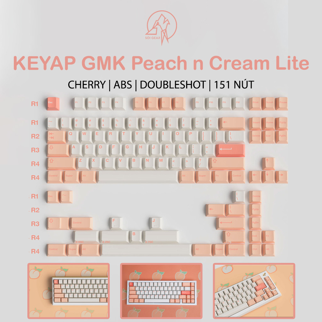 [HỎA TỐC HN - HCM] Keycap Cherry GMK Peach n Cream Lite ABS Doubleshot