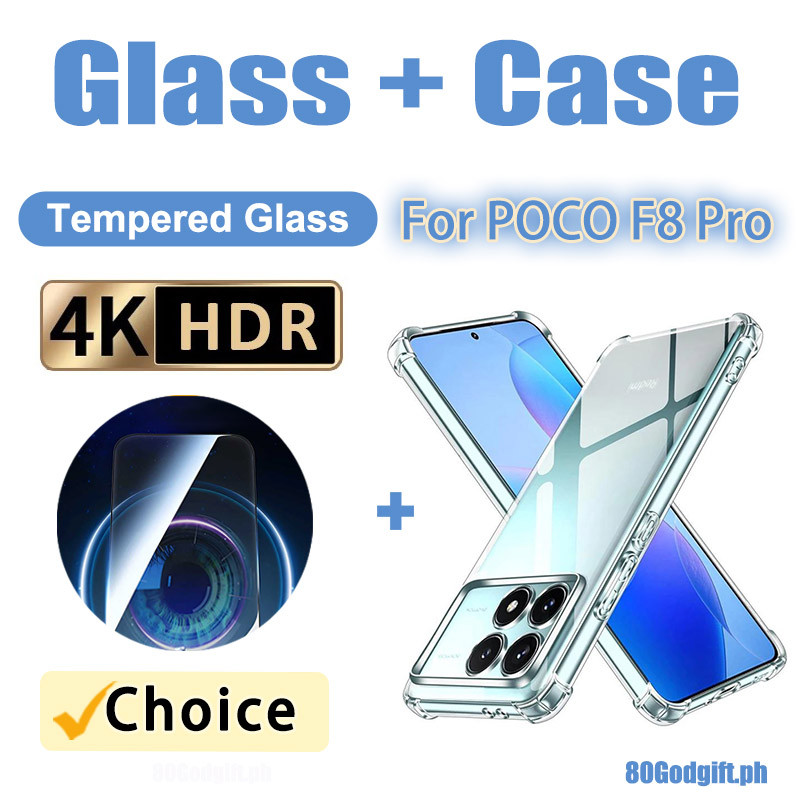 Ốp 2 TRONG 1 & Phim Kính Cường Lực Cho Poco F8 Pro Max TPU Mềm Trong Suốt Cho Poco F8 F7 F6 Pro Ultr