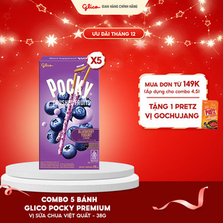  Combo 5 hộp bánh que Pocky Premium Trái Cây Nghiền Vị Sữa Chua Việt Quất 38g 