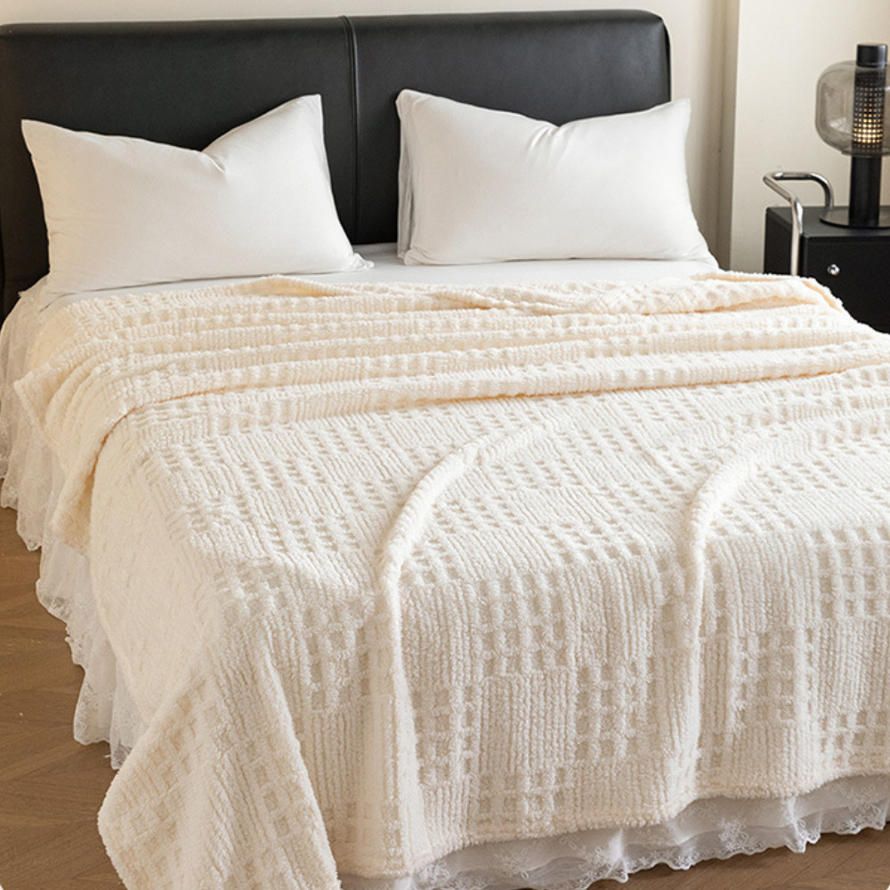 Mềm Nhung Sofa Ném Chăn, Cozy Waffle Fleece Naps Chăn Màu Trơn Ấm Áp Lông Tơ Sofa Chăn Cho Giường, S