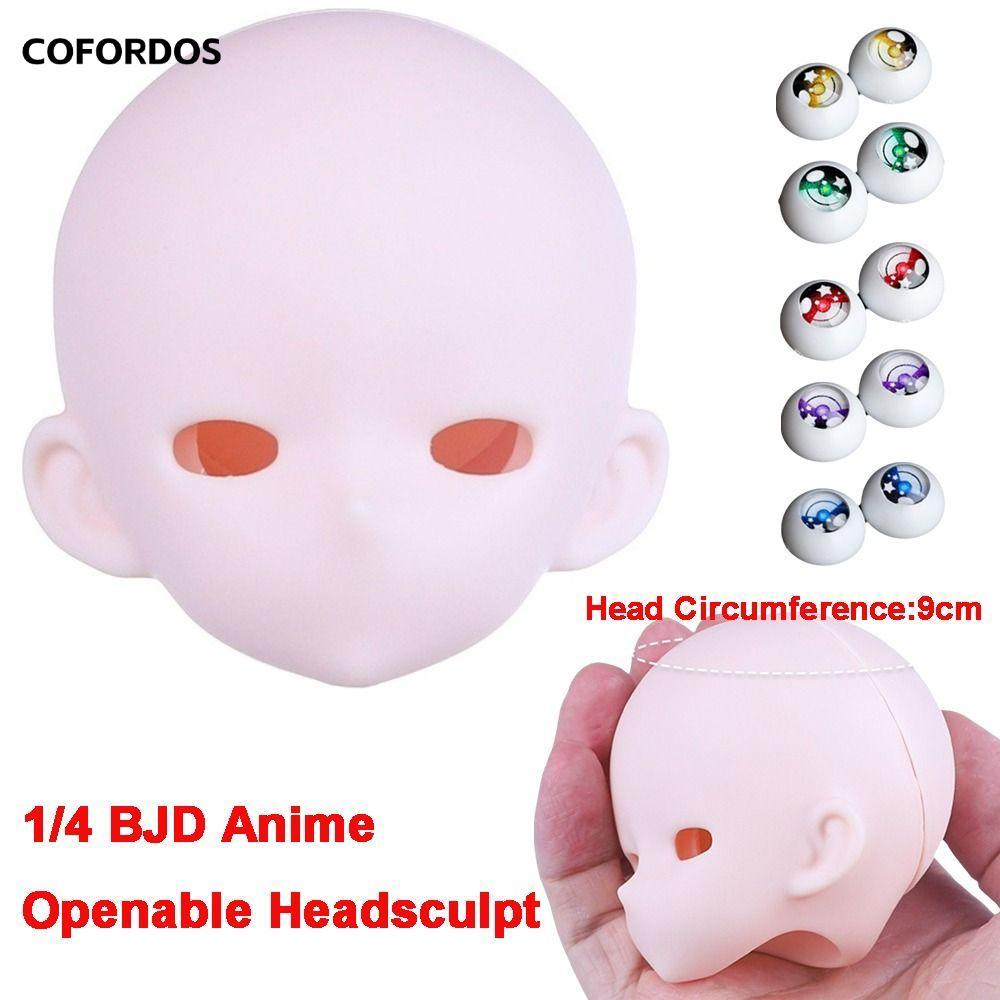 COFORDOS 1 / 4 BJD Anime Headsculpting, Đầu Bé Bjd Phong Cách Anime Mở, Phụ Kiện Bjd PVC Da Trắng Bj