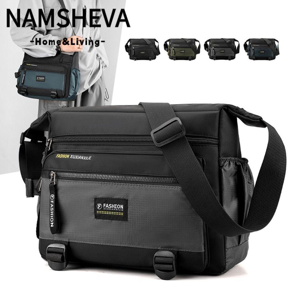 Túi xách NAMSHEVA, Túi đeo chéo du lịch bằng Nylon nhiều lớp, Dây kéo sang trọng Hình vuông Túi lưu trữ dung lượng lớn Unisex