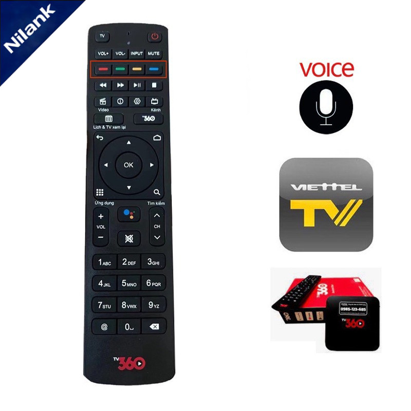 NiLANK REMOTE điều khiển đầu thu Viettel TV360 Box 4K Viettel Android TV box điều khiển Có giọng nói