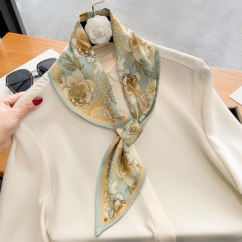 New Product#Silk Scarf Small Long Strip Women Spring Autumn Summer Neck Protection Neck Scarf Tie Th