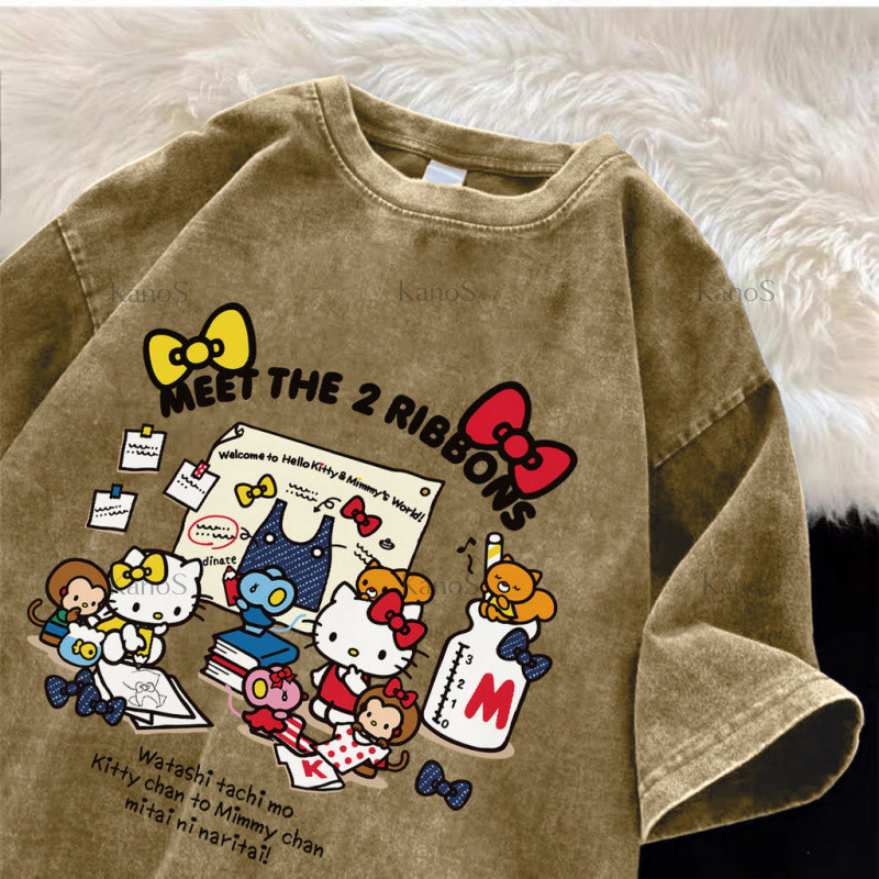 Áo thun Oversize ngắn tay họa tiết Y2K cổ tròn | Kanos Shop