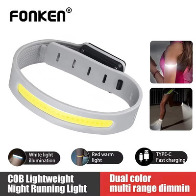Fonken COB LED Đèn sạc Type-C, 3 chế độ ánh sáng, băng tay thể thao mắt cá chân, dùng cho cắm trại và hoạt động ban đêm