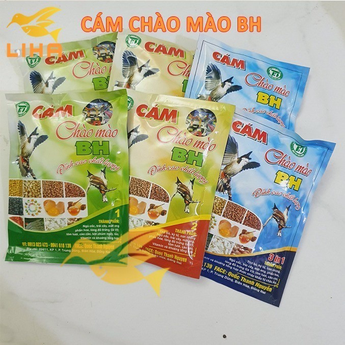 COMBO 3 Gói Cám Chào Mào BH Số 1 Số 2 BH 3in1 - Cám BH Cho Chim Chào Mào Cao Cấp