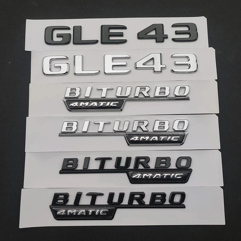 3d ABS Chrome Chữ Cái Xe Phía Sau Thân Huy Hiệu GLE43 Logo BITURBO 4MATIC Biểu Tượng Cho Xe Mercedes