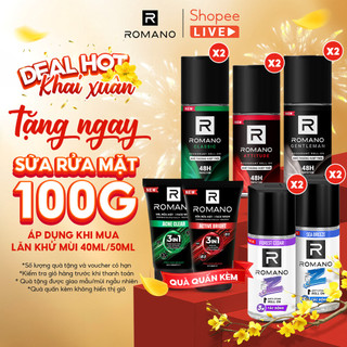  Combo 2 Lăn khử mùi nam ngăn vệt ố vàng Romano Gen Z   kháng khuẩn & khô thoáng   40ml   50ml   65ml x 2   - Live 