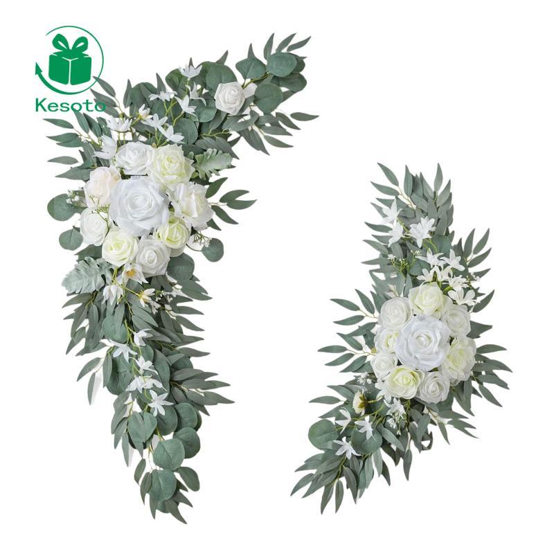 Kesoto Silk Flower Arch Arrange Vòng hoa nhân tạo cho lễ tân và trang trí nhà cửa