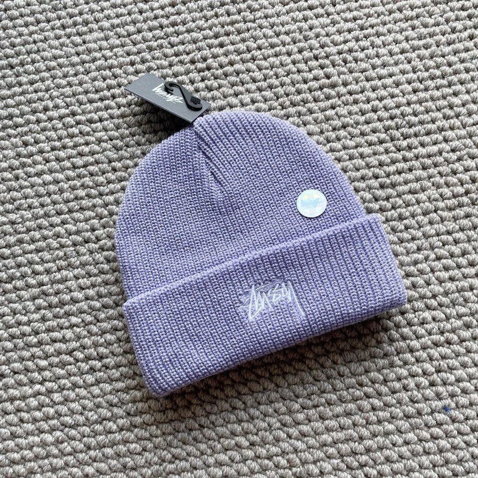 Mũ dệt kim Stusi STUSSY Mũ len màu tím