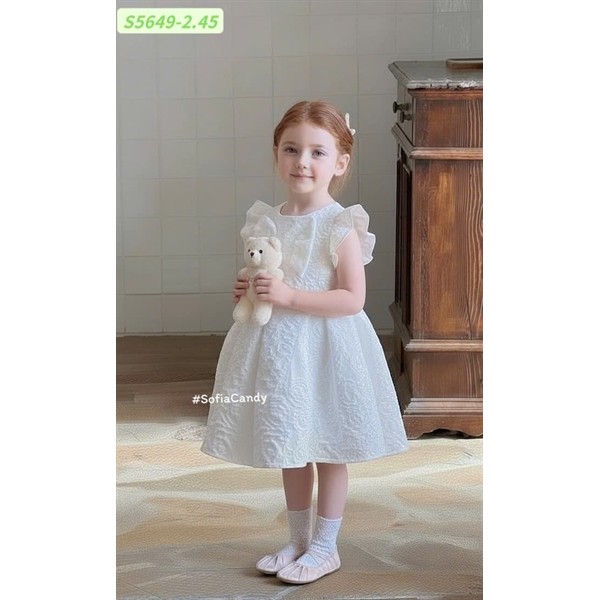 Đầm công chúa trắng đính nơ S5649 Sofia