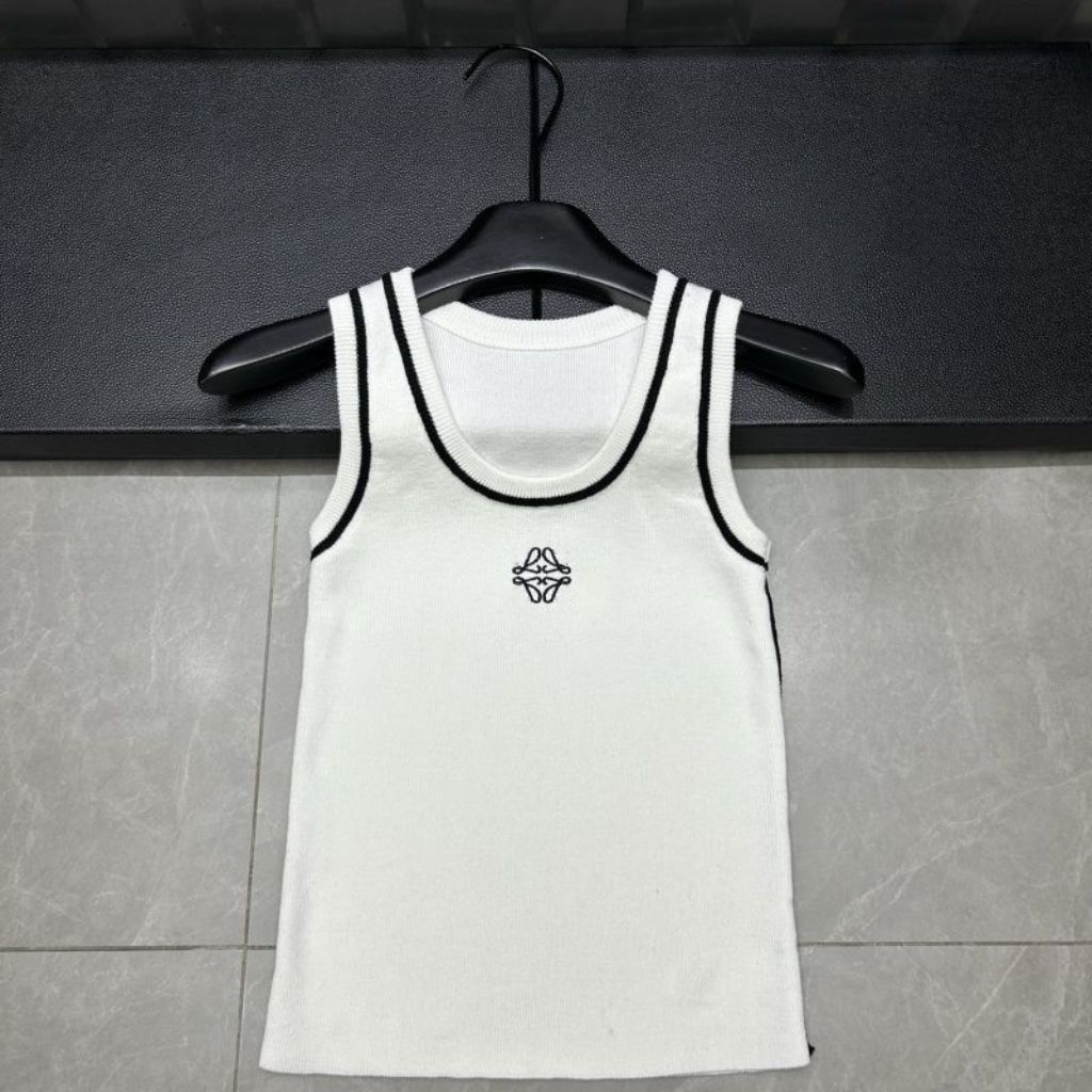 LOEWE2163 Thiết kế khâu áo Vest dệt kim thêu nữ