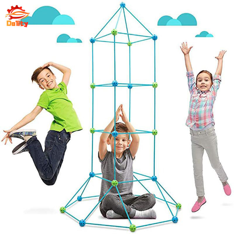 Solid Kids onstrution Fort Building Kit Đồ chơi Builder Build DIY Building astles Đường hầm Chơi tro