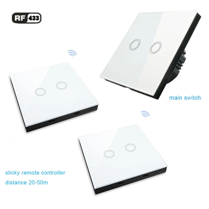 RF 433 MHz Đèn tường Công tắc cảm ứng 1gang 2gang 3gang Cảm biến RF433 không dây Bộ điều khiển từ xa