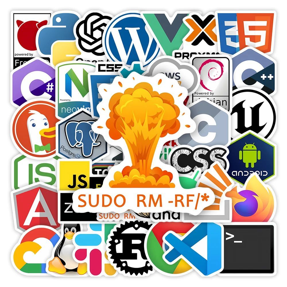 Sticker lập trình Developer 50/100/200 hình dán Github Go Java JS PHP OpenAI chống nước cho laptop đ