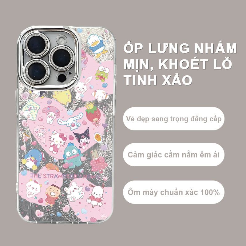 Ốp Lưng iPhone Dễ Thương The Strawberry News Màu Hồng Trái Dâu, Bảo Vệ Camera  iP 11/12/13/14/15/16/