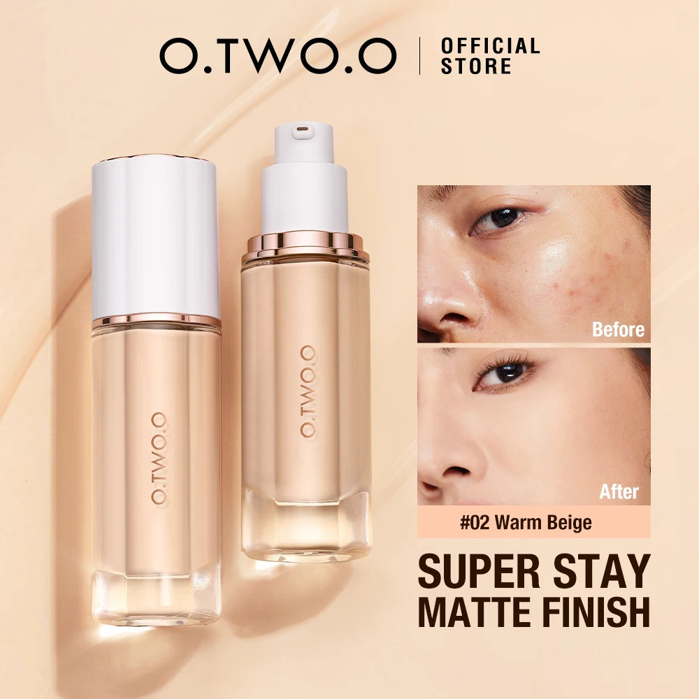 O.TWO.O Liquid Foundation Concealer Oil Control Brighten Full Coverage 24H Long Wear Dưỡng Ẩm Trang 