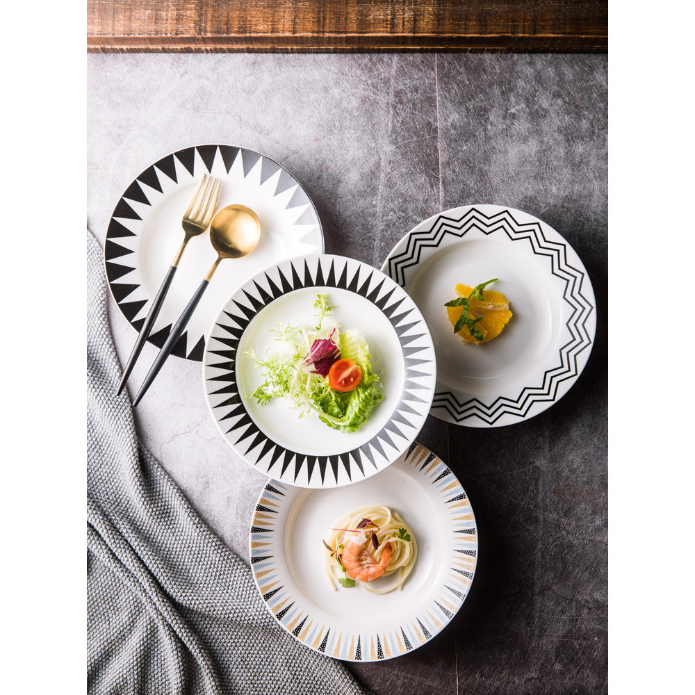 Pasta Đĩa Sáng Tạo Influencer ins Hepburn Phong Cách Gốm Rau Đĩa Hộ Gia Đình Pasta Đĩa Rơm Mũ Bát