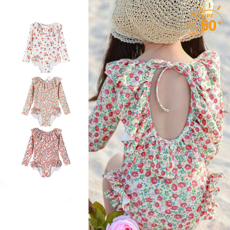 [0-8 Tuổi] Bộ đồ bơi một mảnh đi biển cho bé gái Bộ đồ bơi dài tay công chúa Đồ bơi dễ thương UPF50
