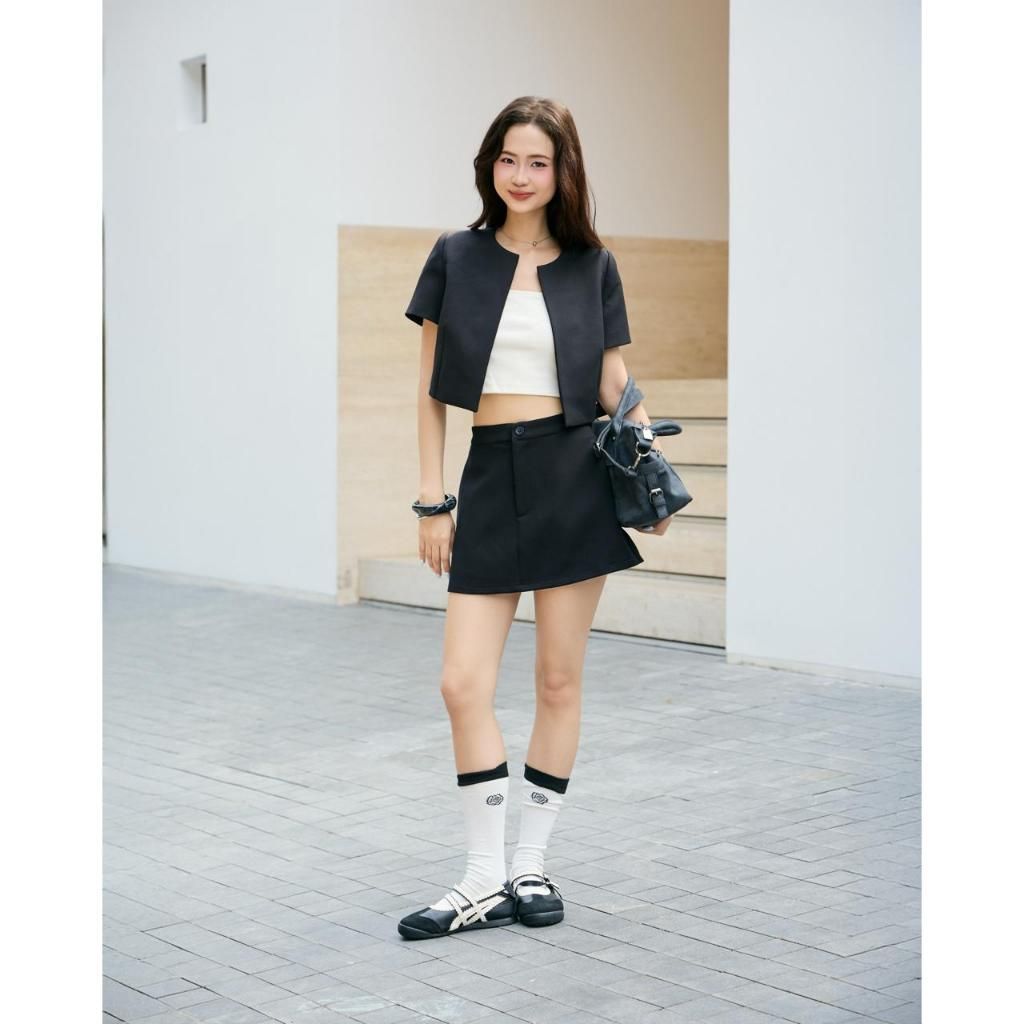 Áo khoác jacket nữ croptop cổ tròn THE C.I.U, áo blazer tay ngắn form gọn thanh lịch – Anya Jacket