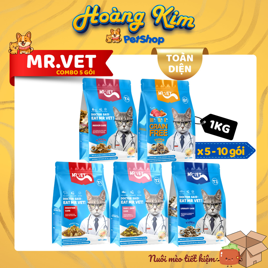 Mr.Vet / Mr Vet 5KG - 10KG Thức ăn cho mèo hạt Topping Cao Cấp T1, T2, T3, T4, G1 Hoàng Kim Petshop