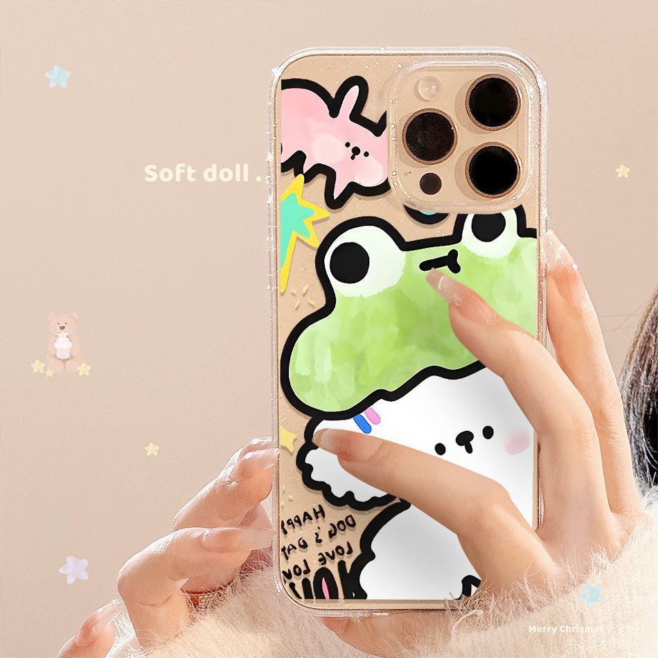 Vibrant Cartoon Puppy Lotus Leaf Frog Bunny Phone Case for iPhone 17 11 13 14 15 16 12 Pro Max 17 Pr
